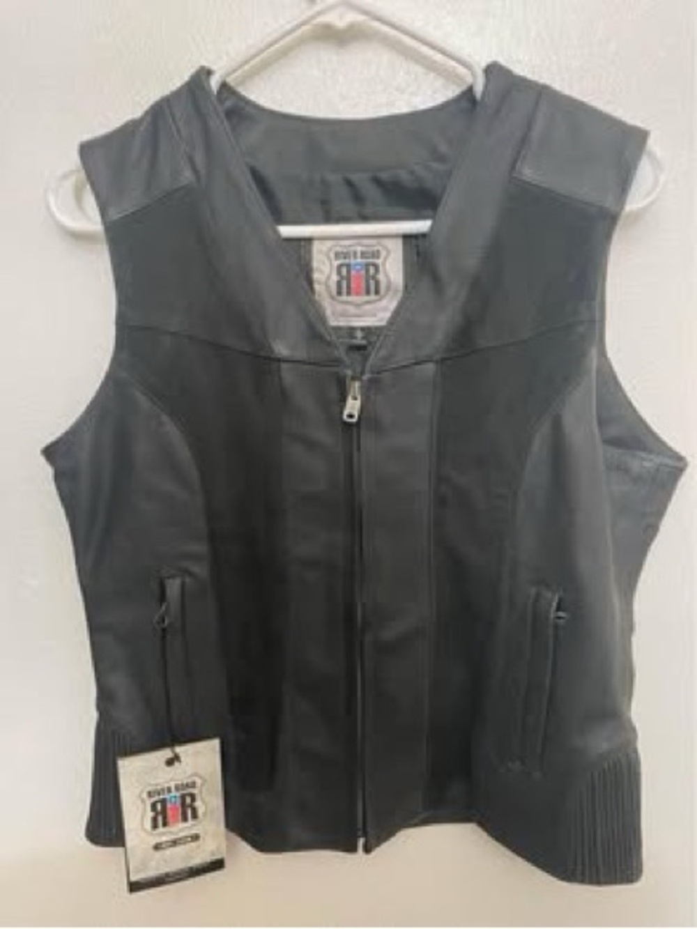 Riviera Rider Black Leather Zip-Front Women's Vest